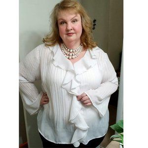 White Ruffle Poet's Shirt Costume Romantic Plus